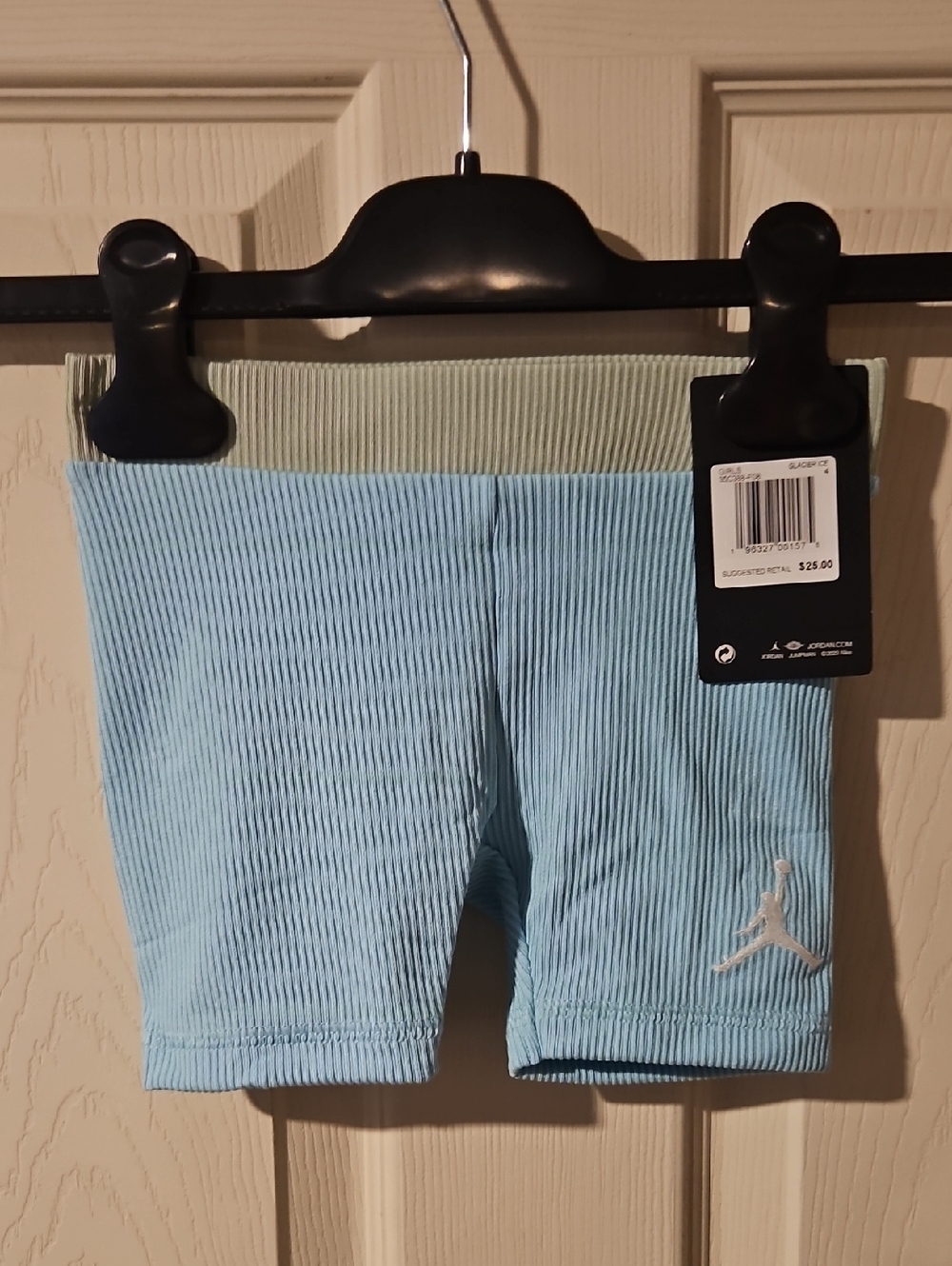 JORDAN GIRLS RIBBED SHORTS: GLACIER ICE (BLUE/GREEN): NEW WITH TAGS: SIZE 4